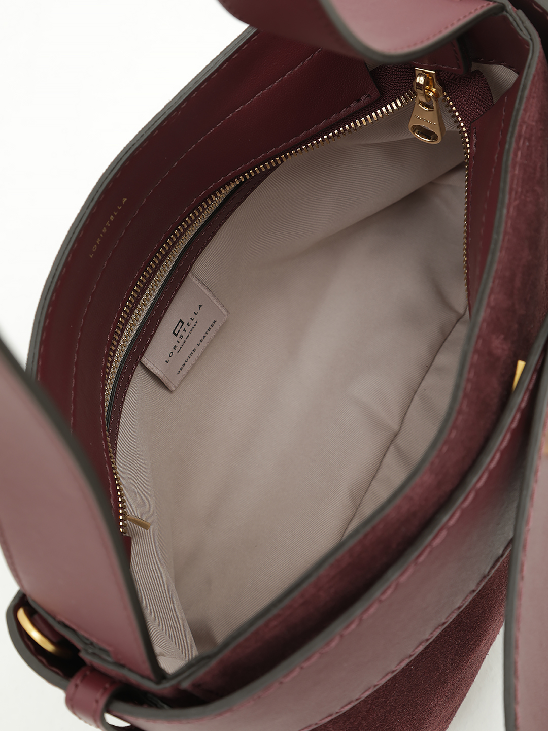 Классическая сумка от Loristella в натуральной замше винного цвета в размере S