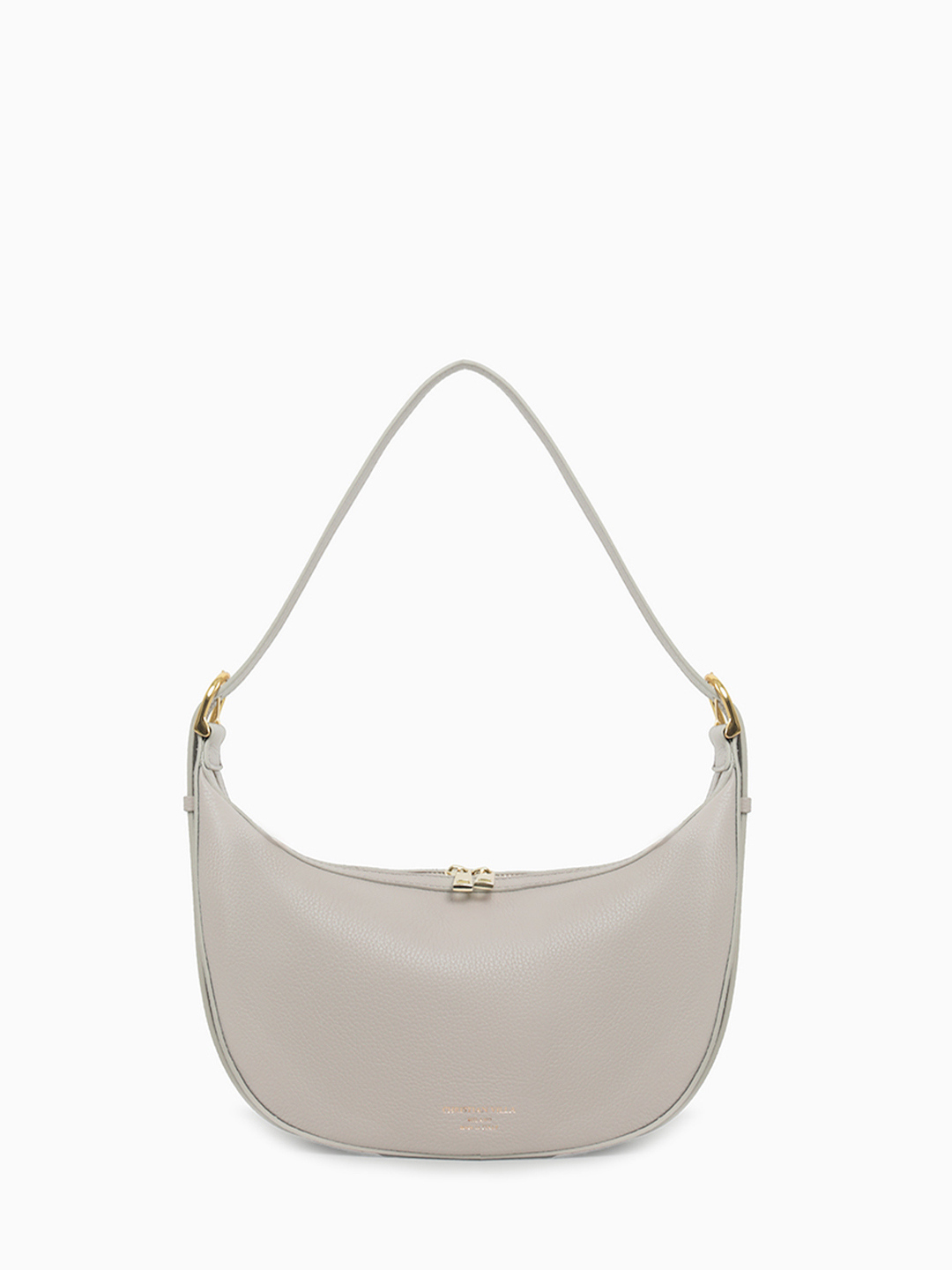 Сумка-багет лунной формы с регулируемым ремнём от Christian Villa в оттенке tortora