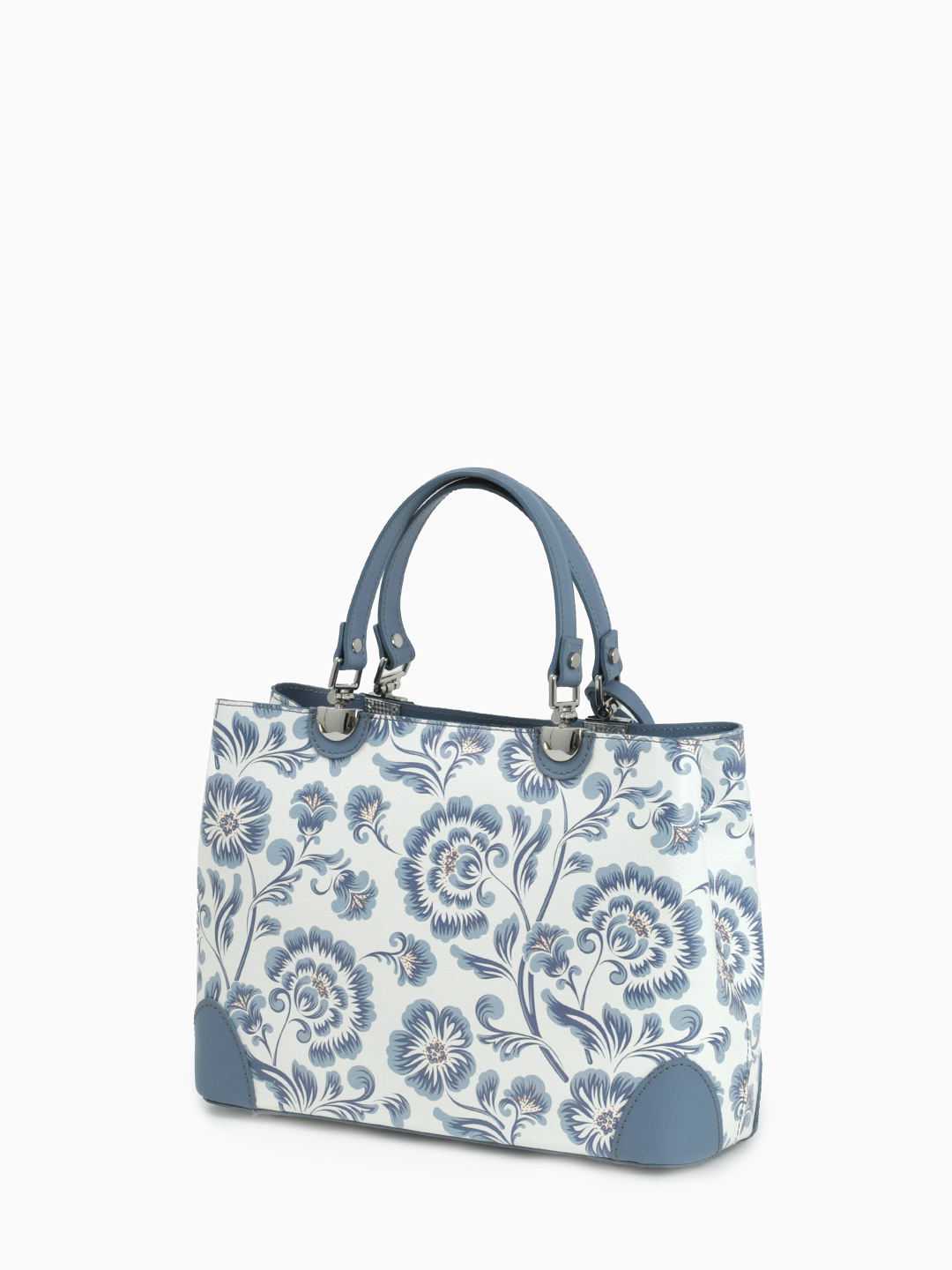 Сумка-тоут с цветочным принтом и кисточкой в голубом оттенке от Folle