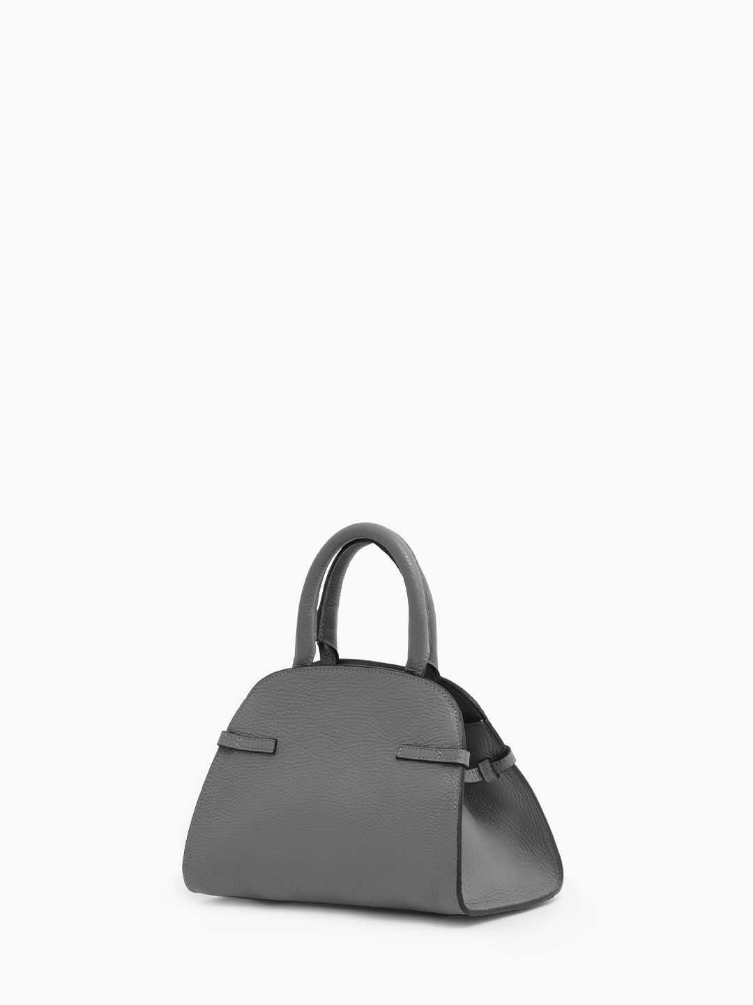 Серый мини-тоут с тонким кожаным ремнём от Di Gregorio