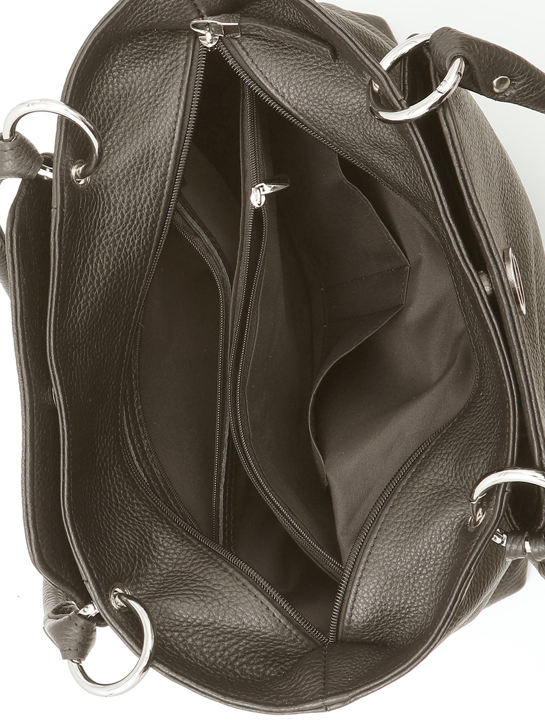 Классическая сумка-хобо с кожаным пуллером-кисточкой от FOLLE оттенка тауп