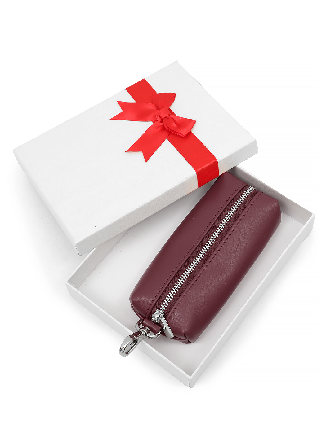 Ключница от Alessandro Beato из гладкой натуральной кожи винного цвета