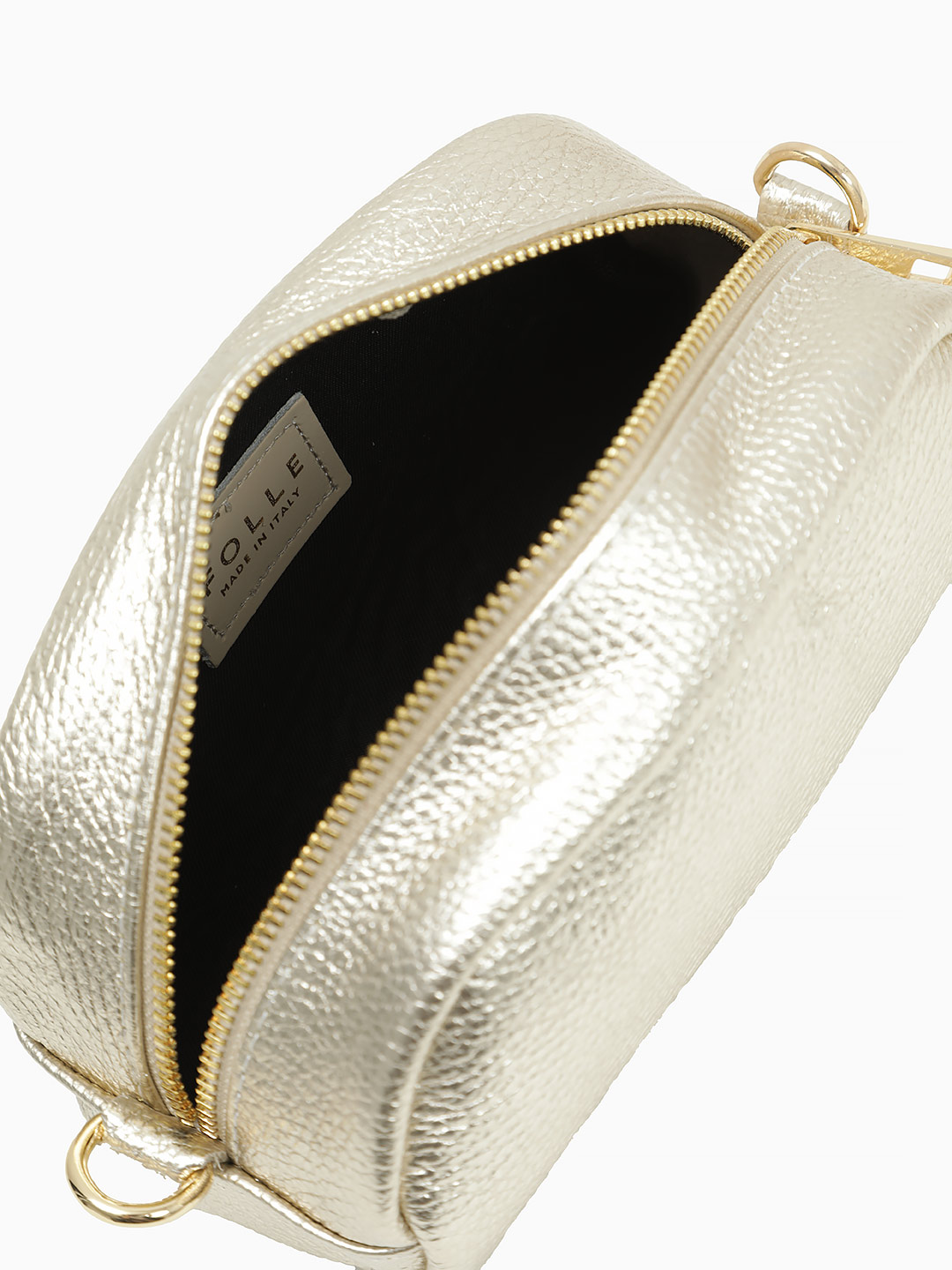 Сумка-косметичка от Folle из натуральной кожи платинового цвета